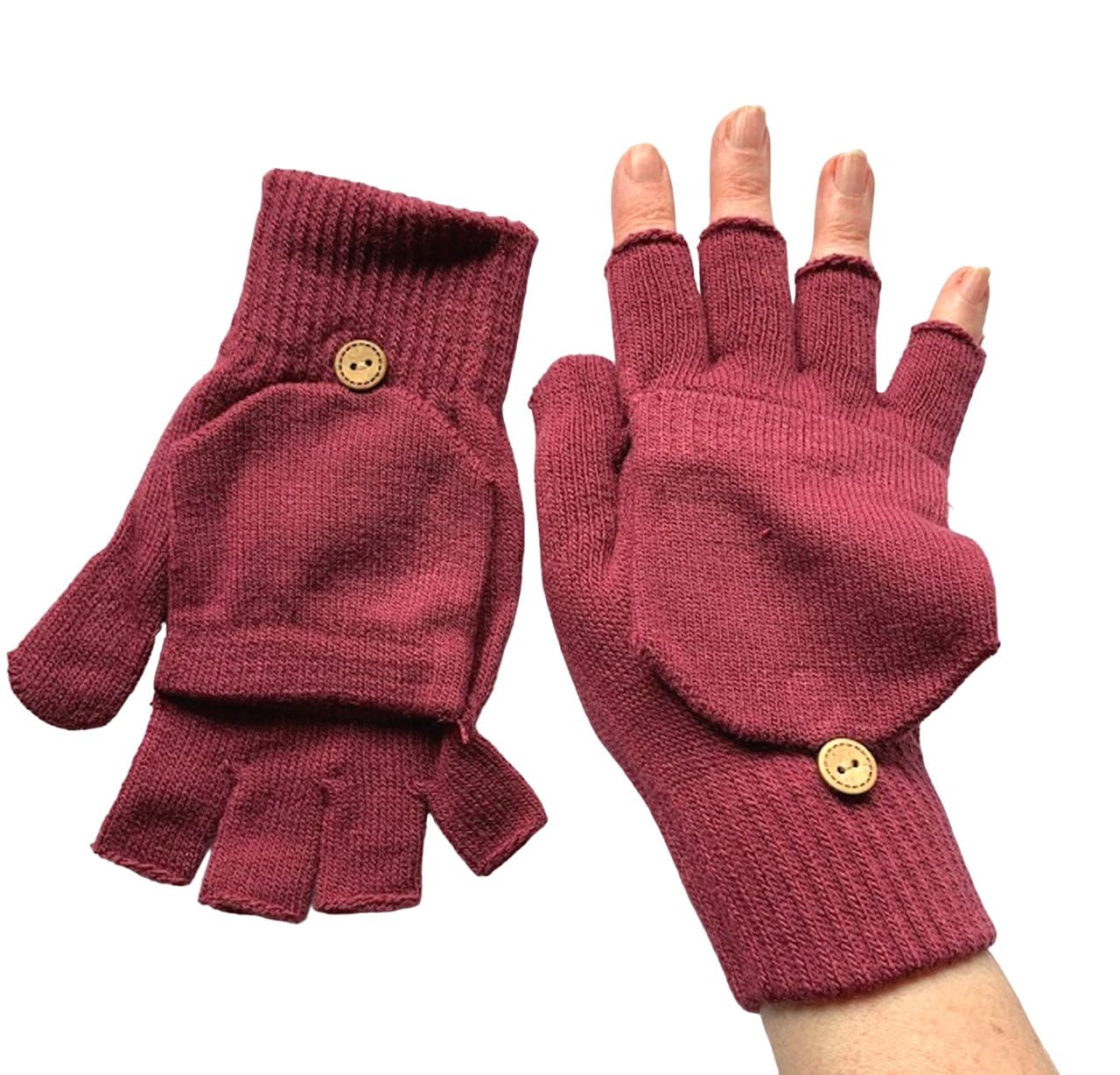 Fingerless Gloves with Mitten Flap 2 in 1 One Size Mens Ladies Magic Unisex for Driving and Outdoor phone use