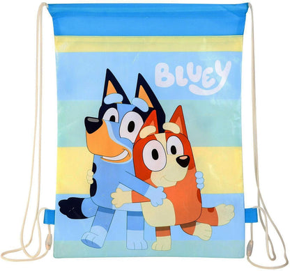 Quickdraw Bluey Backpack & Drawstring P.E Bag - Back To School Carry Bags Set Kids Childrens Travel Bags Bluey Themed - Adjustable Rucksack & Pull String