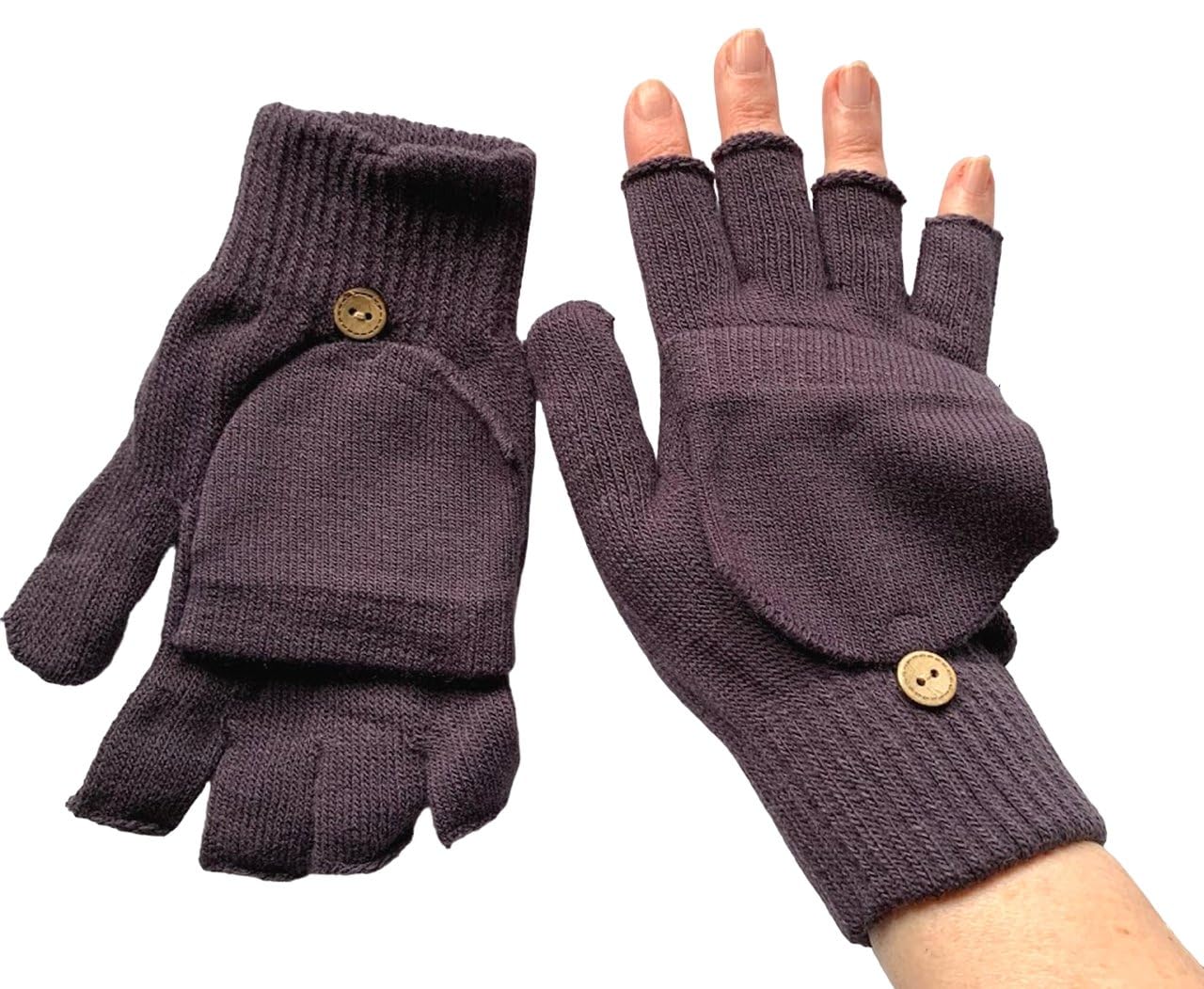 Fingerless Gloves with Mitten Flap 2 in 1 One Size Mens Ladies Magic Unisex for Driving and Outdoor phone use