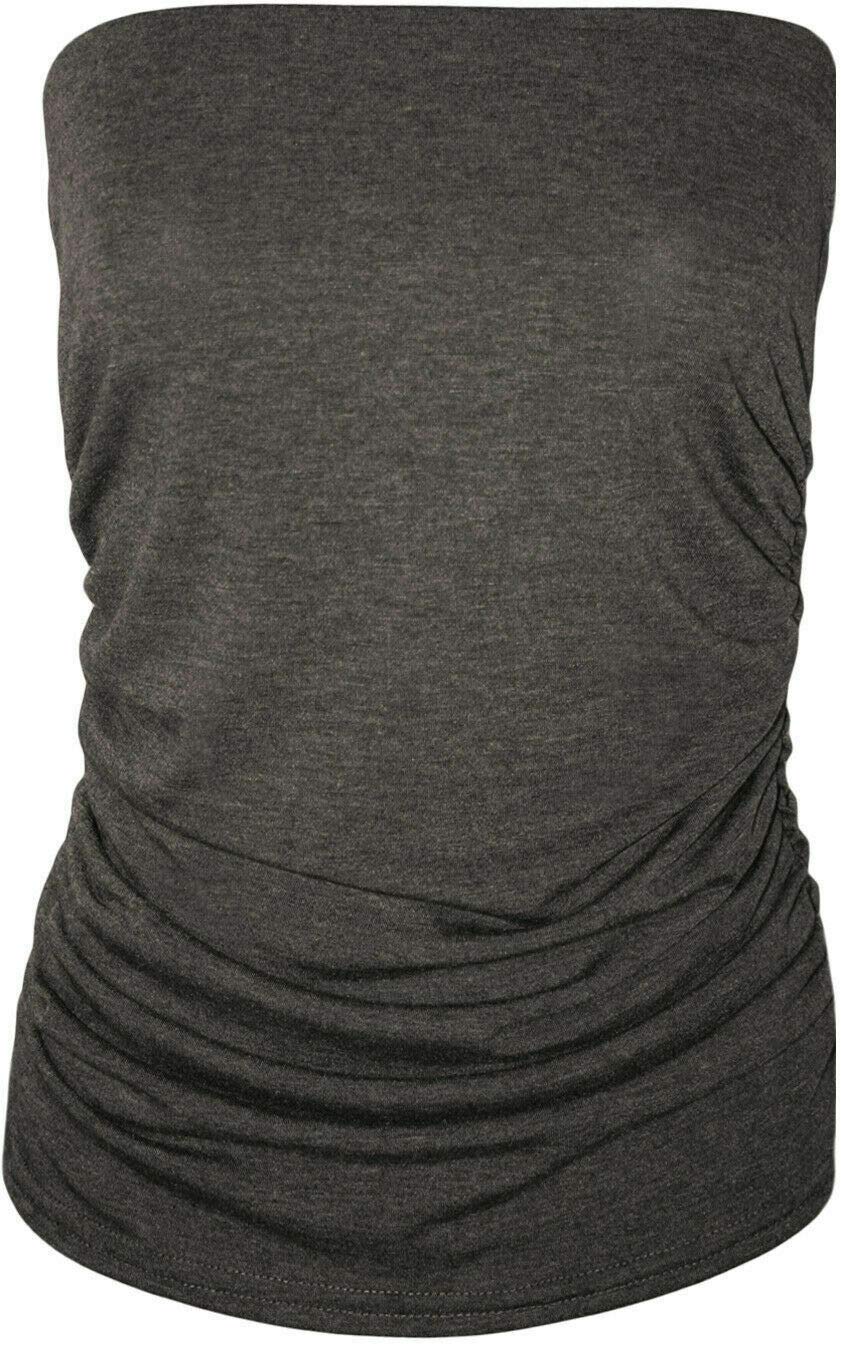 New Womens Ladies Vest Strapless Ruched Sleeveless Boob Tube Bandeau Top 8-26