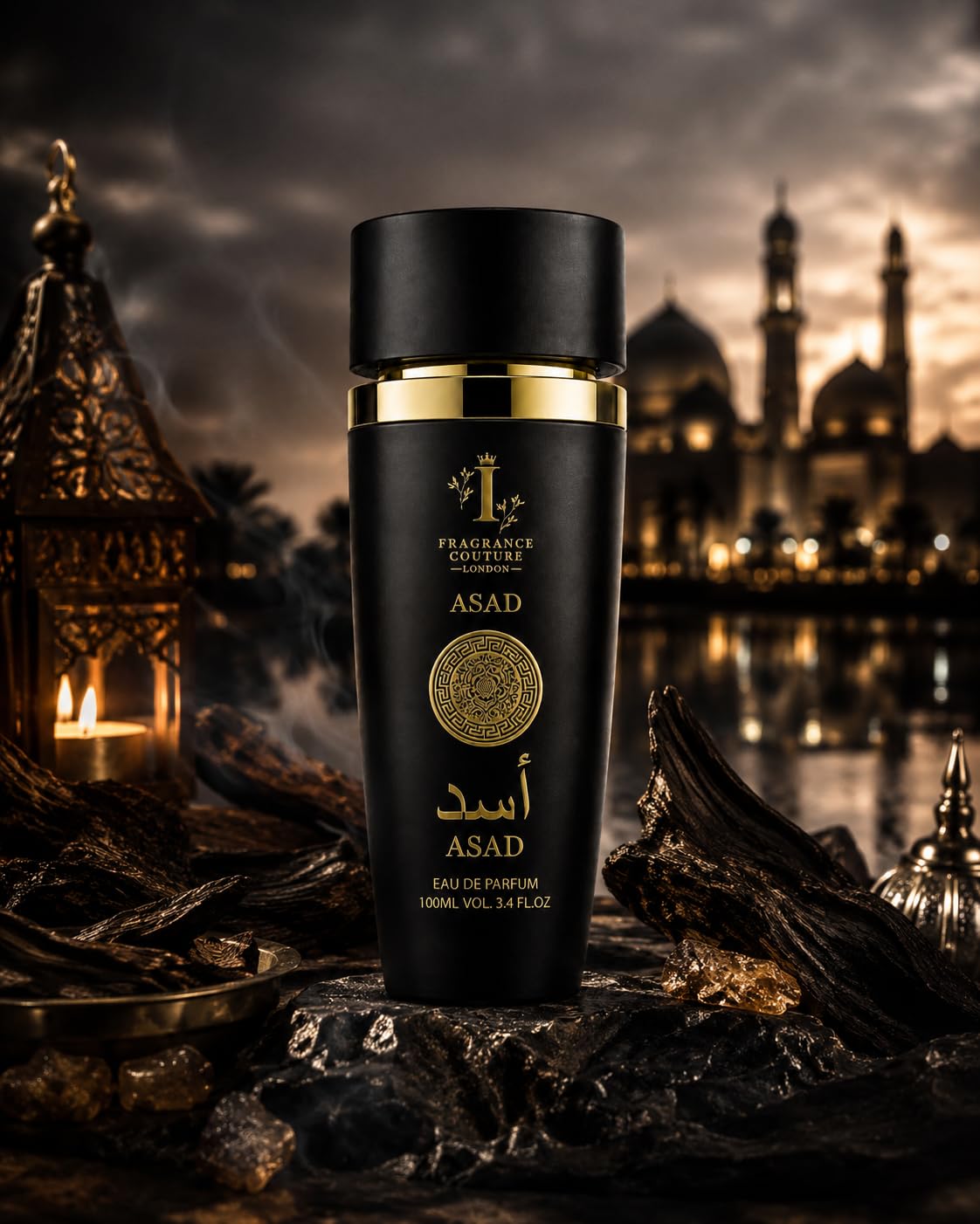 ASAD Luxury Arabic Perfume By Fragrance Couture for Men 100ml Eau de Parfum – Long Lasting Oud Amber Woody Spicy Fragrance – Intense Middle Eastern Cologne for Him (Asad Black)