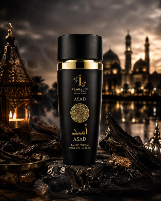 ASAD Luxury Arabic Perfume By Fragrance Couture for Men 100ml Eau de Parfum – Long Lasting Oud Amber Woody Spicy Fragrance – Intense Middle Eastern Cologne for Him (Asad Black)