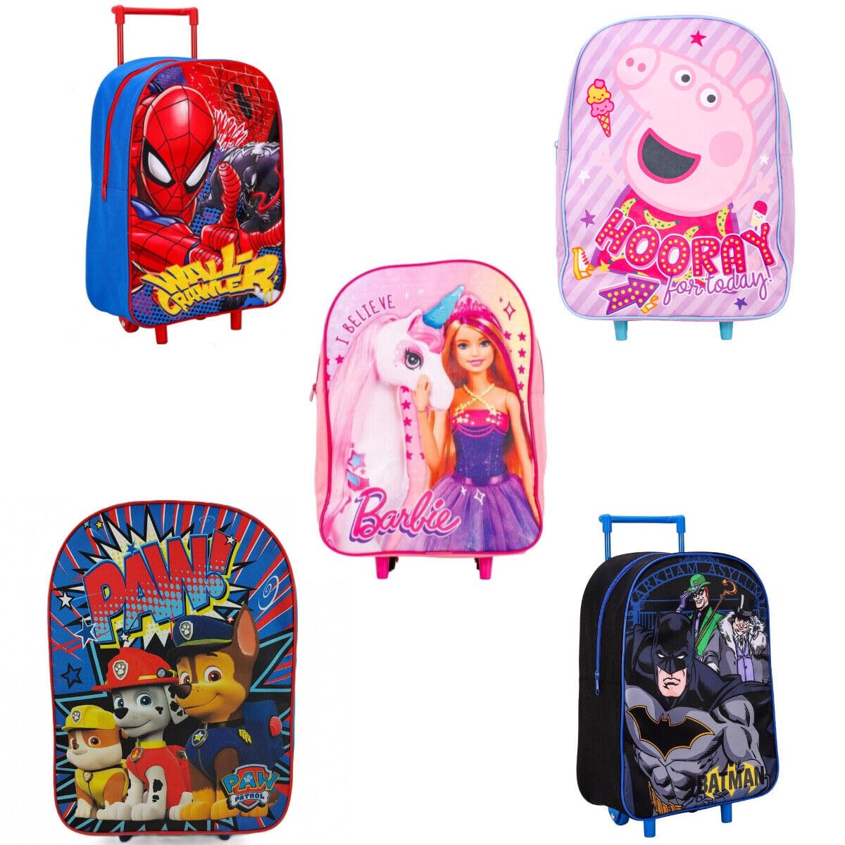 Top Linen Kids Travel Trolley Backpack - Wheeled Suitcase Rucksack Bag - Children Favourite Characters Foldable Carry-on Luggage Carrier Bag - Deluxe Avengers Team Trolley Bag