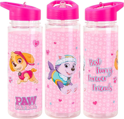 Paw Patrol Skye & Husky 650ml Kids Water Bottles with Straw, Back to School Supplies Girls Water Bottle - Paw patrol Water Bottle For Girls Pink.