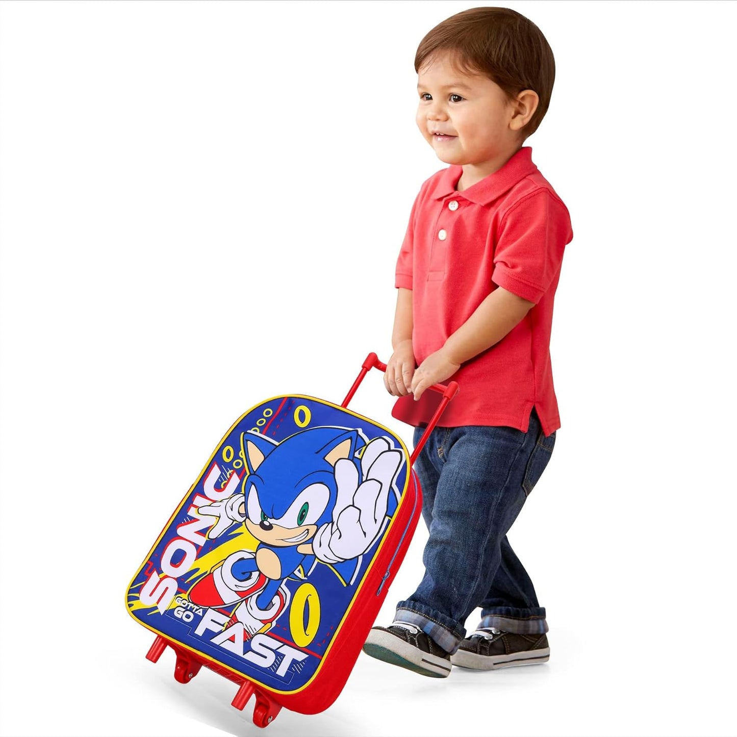 TDL Kids Standard Folding Trolley Hand Luggage Bag Backpack for School Travel Holidays (Sonic)