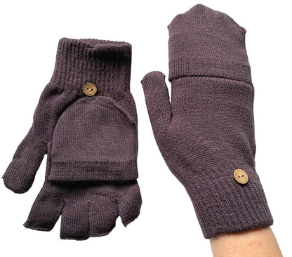 Fingerless Gloves with Mitten Flap 2 in 1 One Size Mens Ladies Magic Unisex for Driving and Outdoor phone use