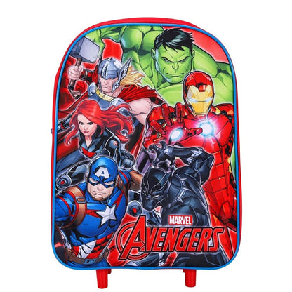 Avengers Kids Trolley Bag – Unisex Hard Shell School Travel Suitcase with Wheels & Extendable Handle – Marvel Cartoon Rolling Backpack for Kids (Red)