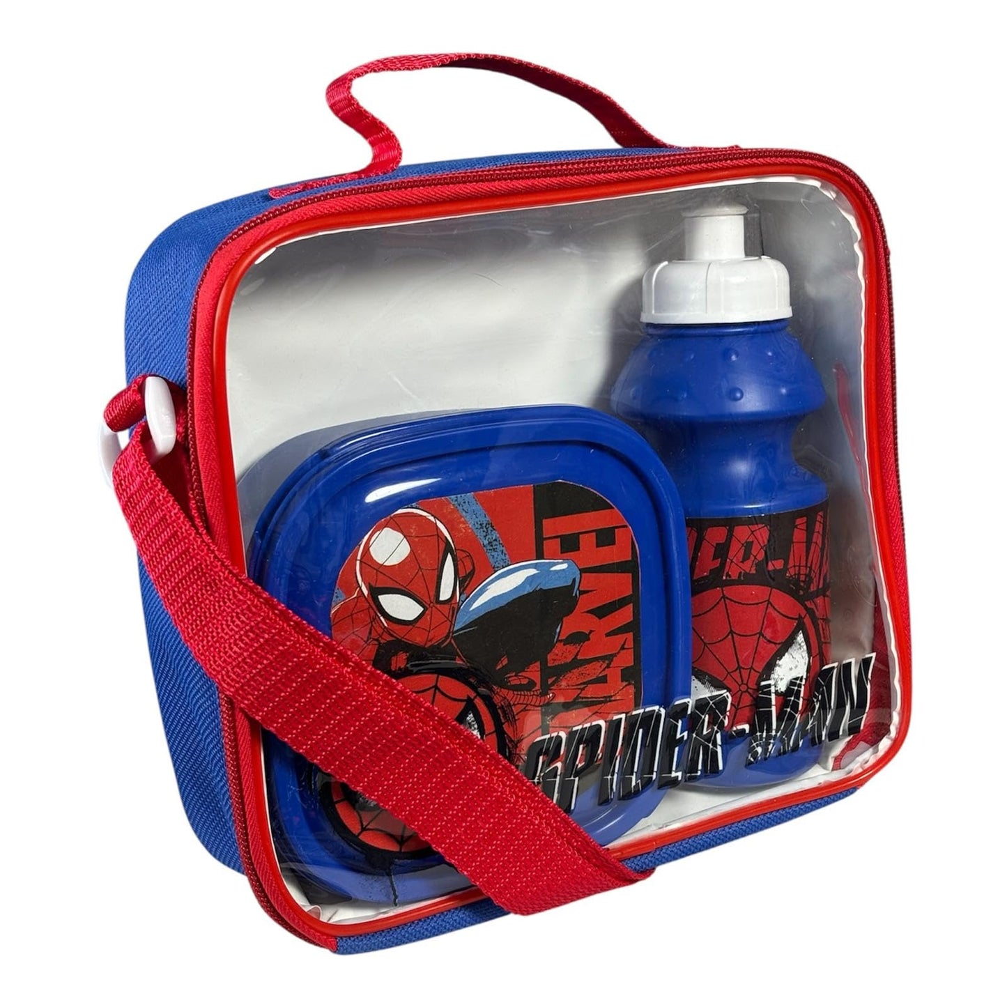 Kids Character 3-Piece Lunch Box Set – Insulated Bag, BPA-Free Water Bottle & Snack Box – Durable & Easy to Clean – Ideal for School, Travel & Daycare (Fun Themes for Boys & Girls) (S-Man)