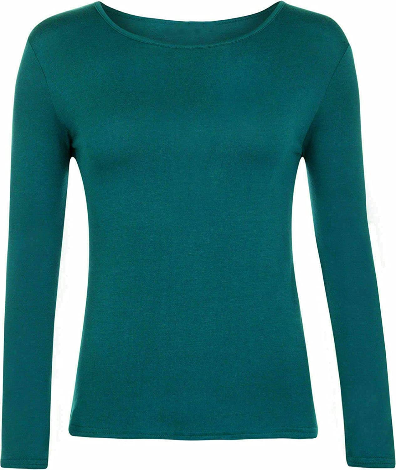 Women’s Long Sleeve T Shirt – Soft Stretch Scoop Neck Fitted Casual Top