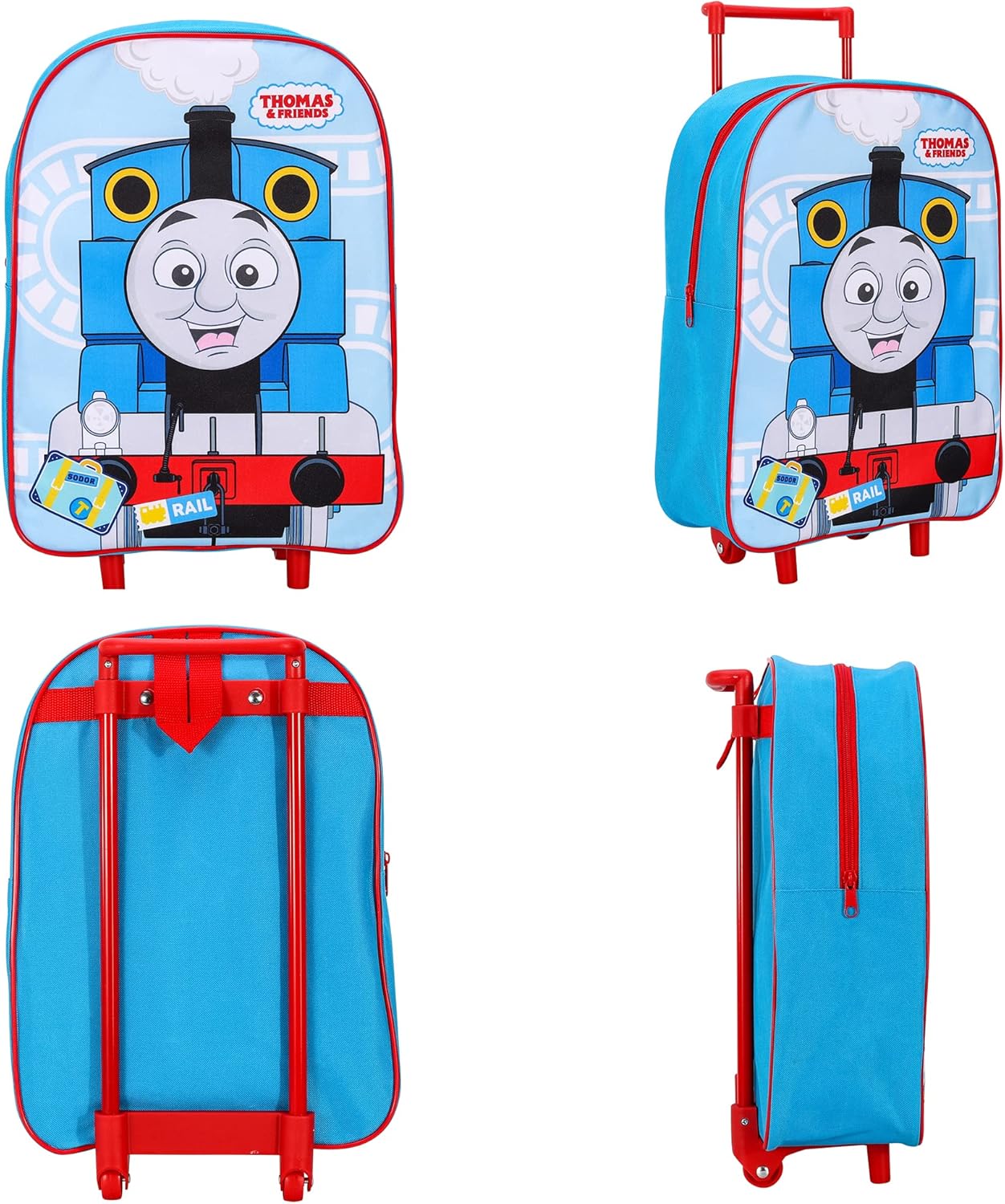 TDL Boys Kids Thomas Standard Folding Trolley Hand Luggage Bag Backpack for School Travel Holidays
