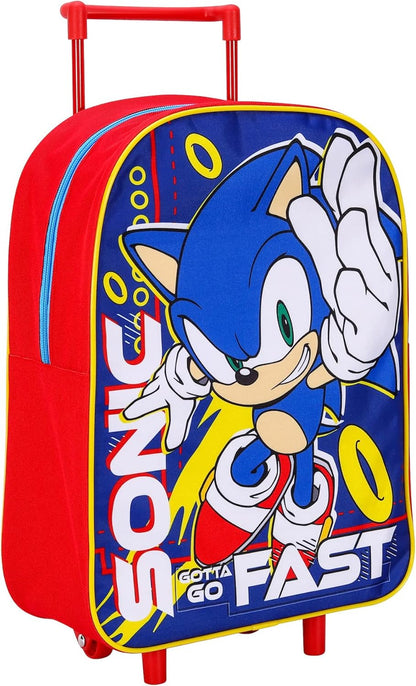 TDL Kids Standard Folding Trolley Hand Luggage Bag Backpack for School Travel Holidays (Sonic)