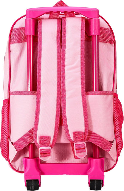 Minnie Mouse Deluxe Trolley Backpack Childrens Travel Bag Kids Character Luggage Carrier Suitcase with Side Mesh Pockets