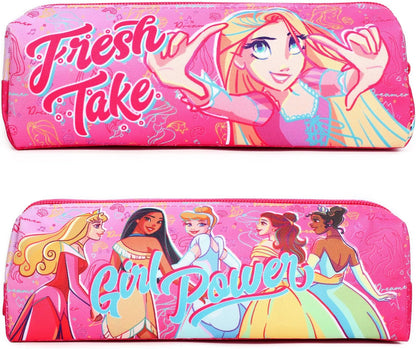 Disney Princess Kids Pencil Case – Pink Zipped Stationery Holder for Girls – Cinderella, Belle, Aurora & Tiana School Pen Bag – Back to School Essential