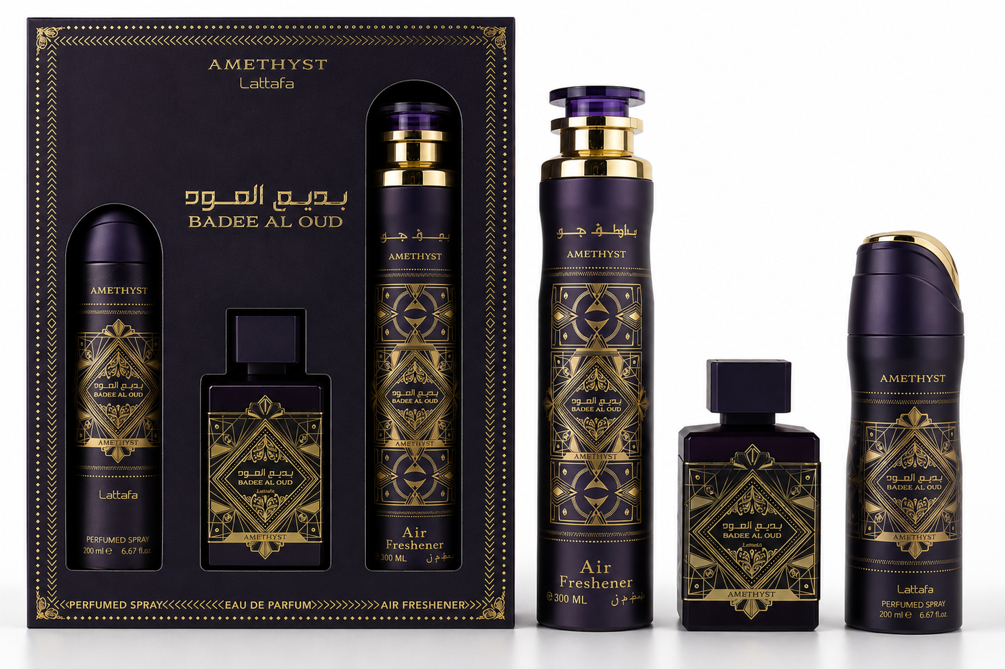 Lattafa Badee Al Oud Amethyst 3 Piece Luxury Gift Set
