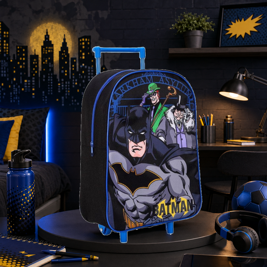 TDL Boys Kids Batman Standard Folding Trolley Hand Luggage Bag Backpack for School Travel Holidays