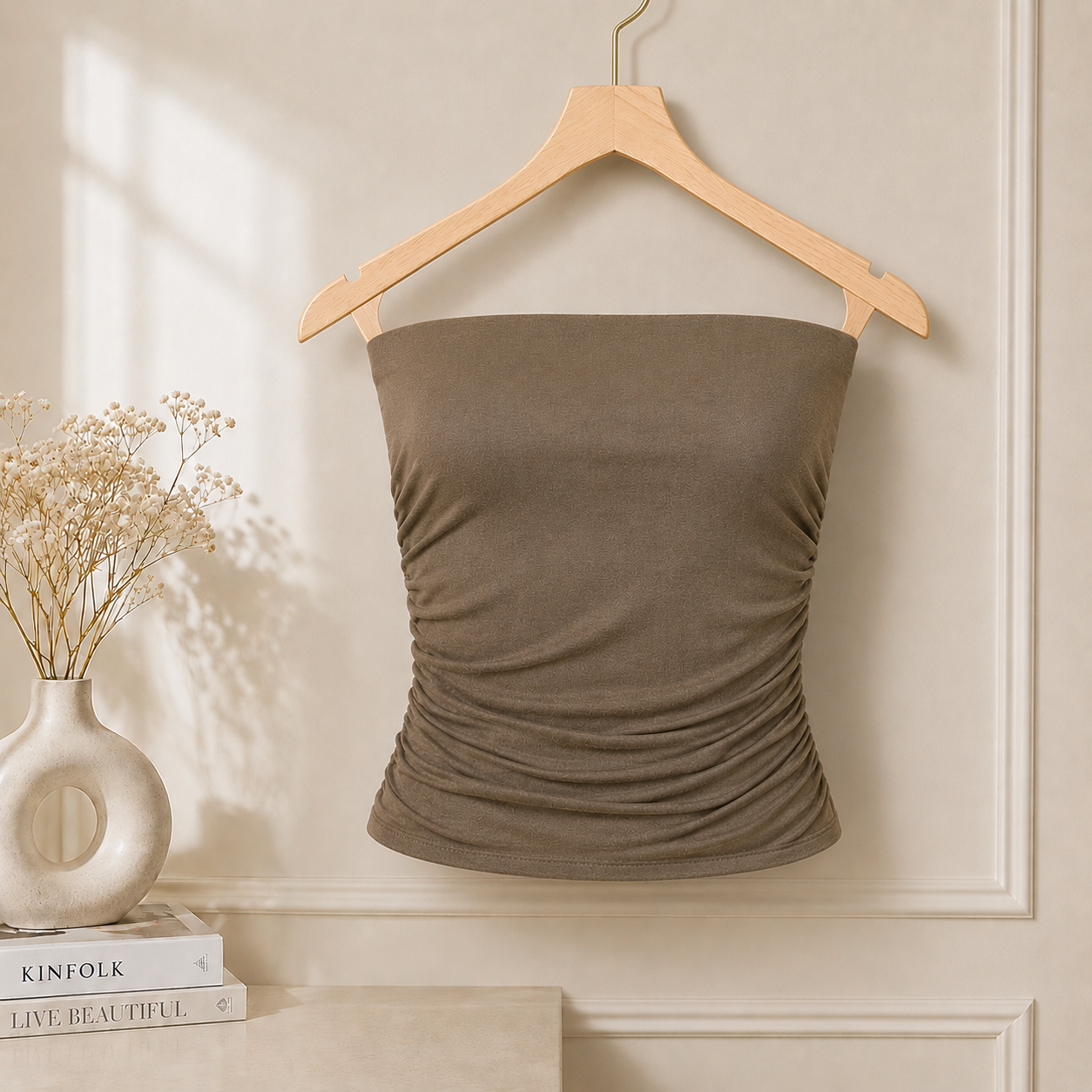Top Linen Women Bandeau Strapless Boob Tube Top - Sexy Stretchy Off Shoulder Layering Wrapped Breast Bra Crop Tube Vest - Made in UK