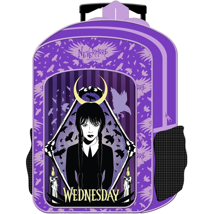 Deluxe Wednesday Nevermore Academy trolley backpack