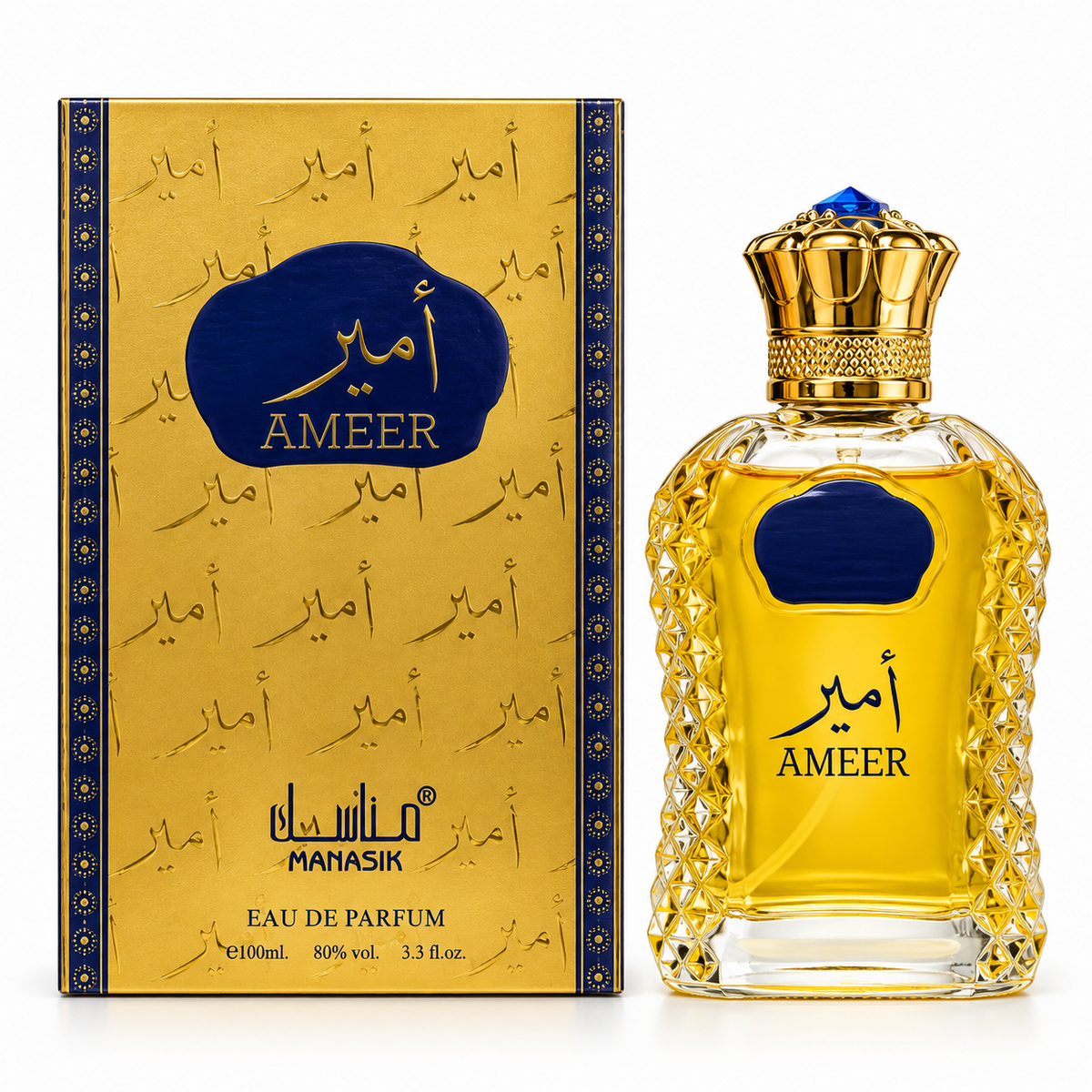 Ameer bottle and box on a white background
