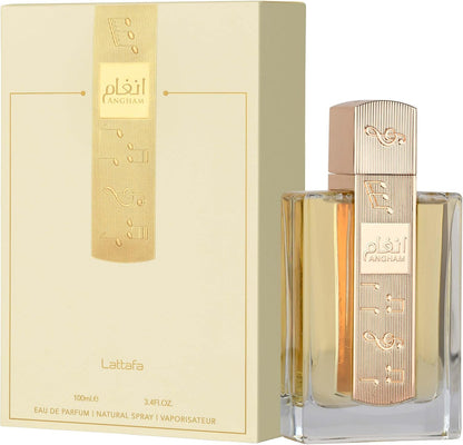 Angham 100ml perfume bottle and box on white background