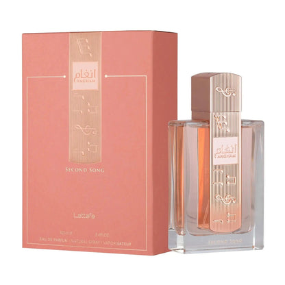 Angham Second Song 100ml perfume bottle and box on white background