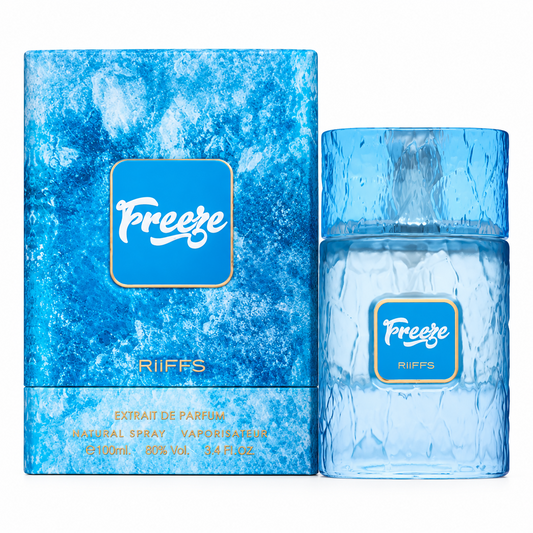 Freeze bottle and box on a white background