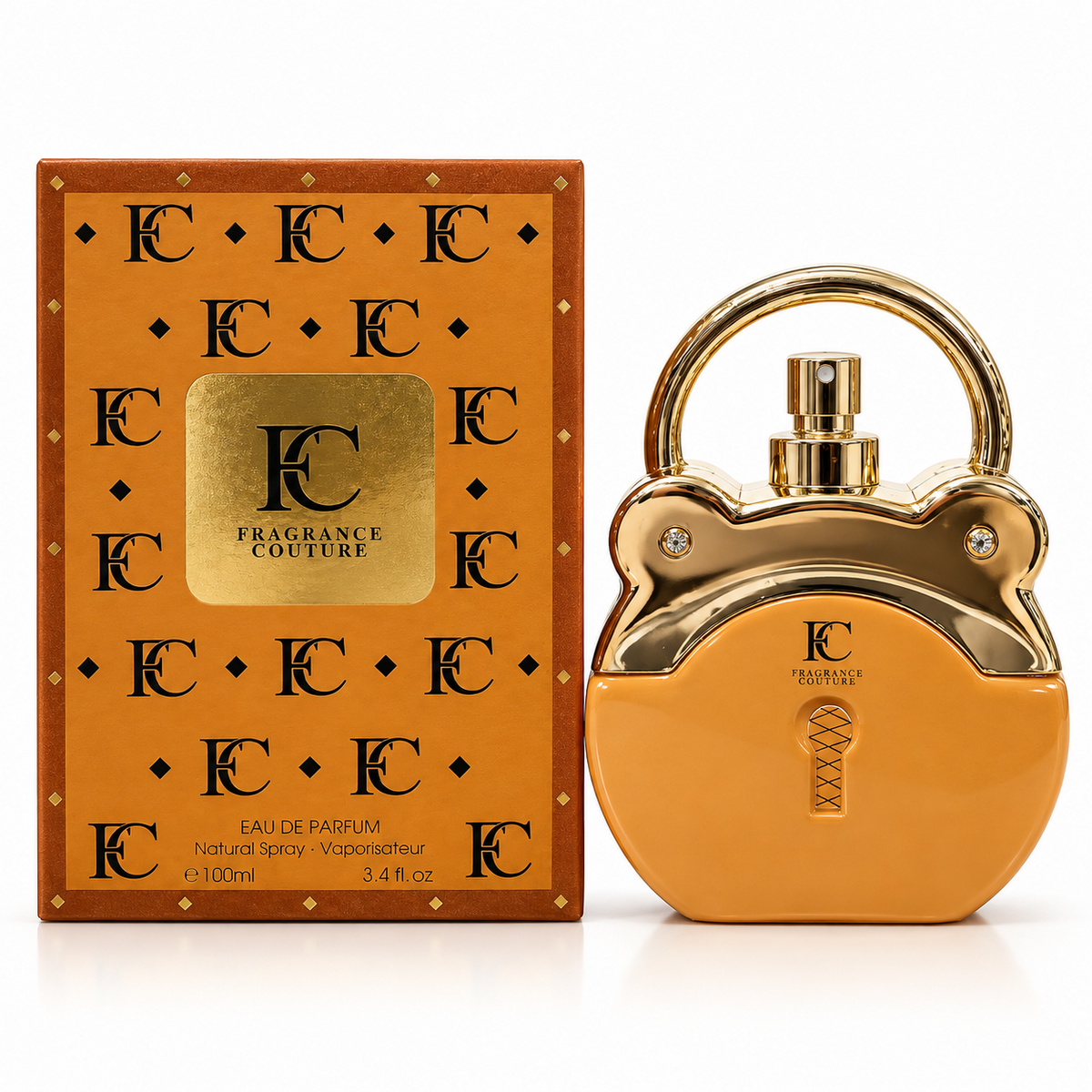 Golden Lock bottle and box on a white background