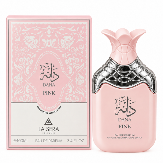 Dana Pink by La Sera Eau de Parfum 100ml bottle and box on white background