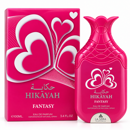 Hikayah Fantasy by La Sera 100ml Eau de Parfum bottle and box on white background