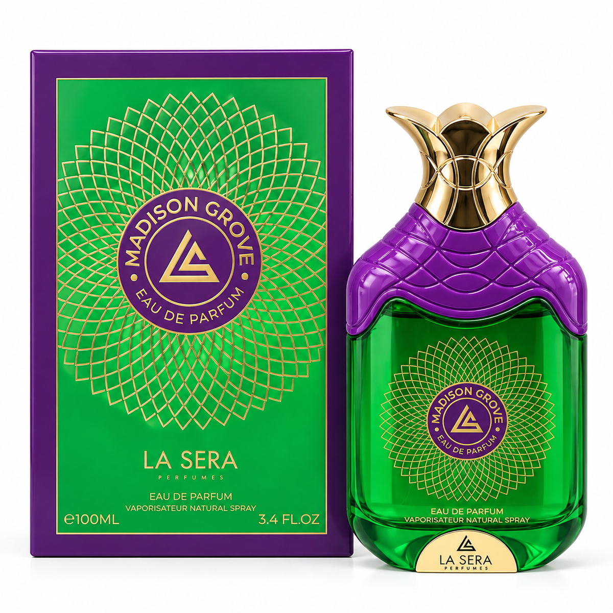 Madison Grove La Sera Eau de Parfum 100ml bottle and box white background