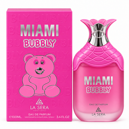 Miami Bubbly by La Sera Eau de Parfum 100ml bottle and box on white background
