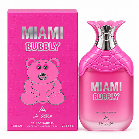 Miami Bubbly by La Sera Eau de Parfum 100ml bottle and box on white background