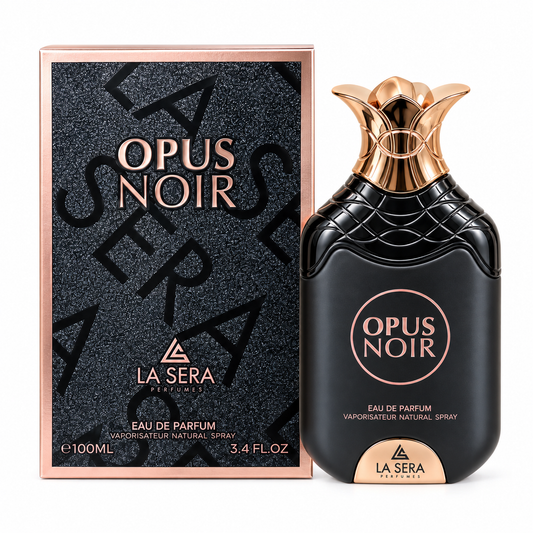 Opus Noir La Sera Eau de Parfum 100ml bottle and box white background