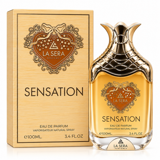 Sensation by La Sera 100ml Eau de Parfum bottle and box on white background