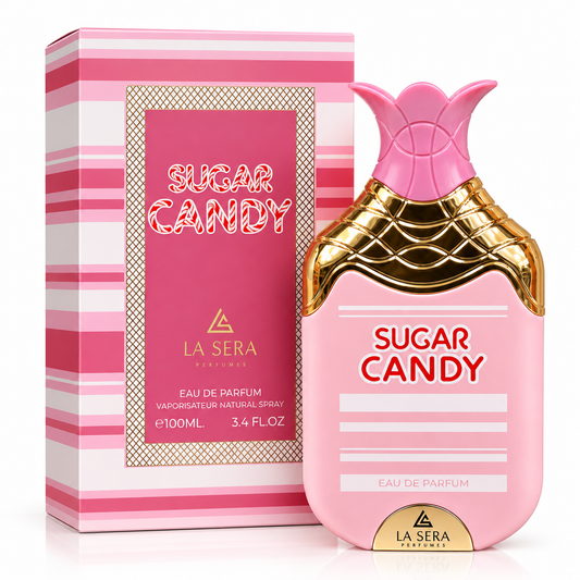 Sugar Candy by La Sera 100ml Eau de Parfum bottle and box on white background