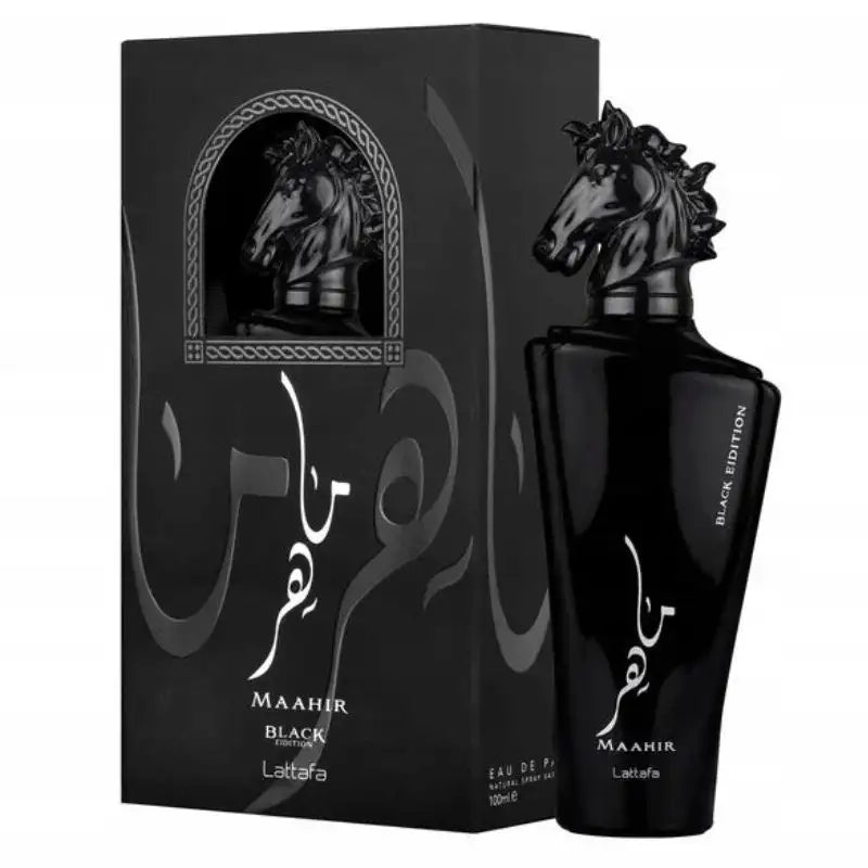 Maahir Black Edition 100ml bottle and box on white background