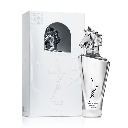 Maahir Legacy 100ml bottle and box on white background