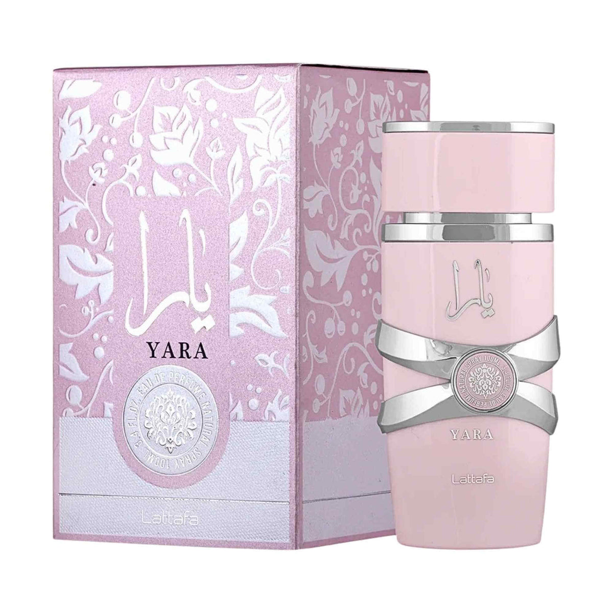 Yara Lattafa 100ml bottle and box white background