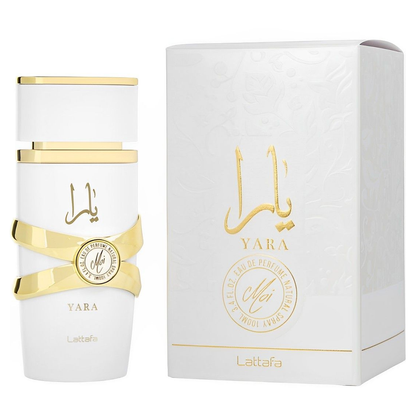 Yara Moi Lattafa 100ml bottle and box white background