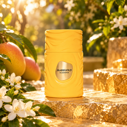Marigold bottle in an elegant setting