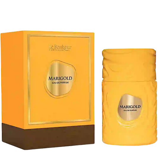 Marigold 100ml by Le Bonheur bottle and box on white background