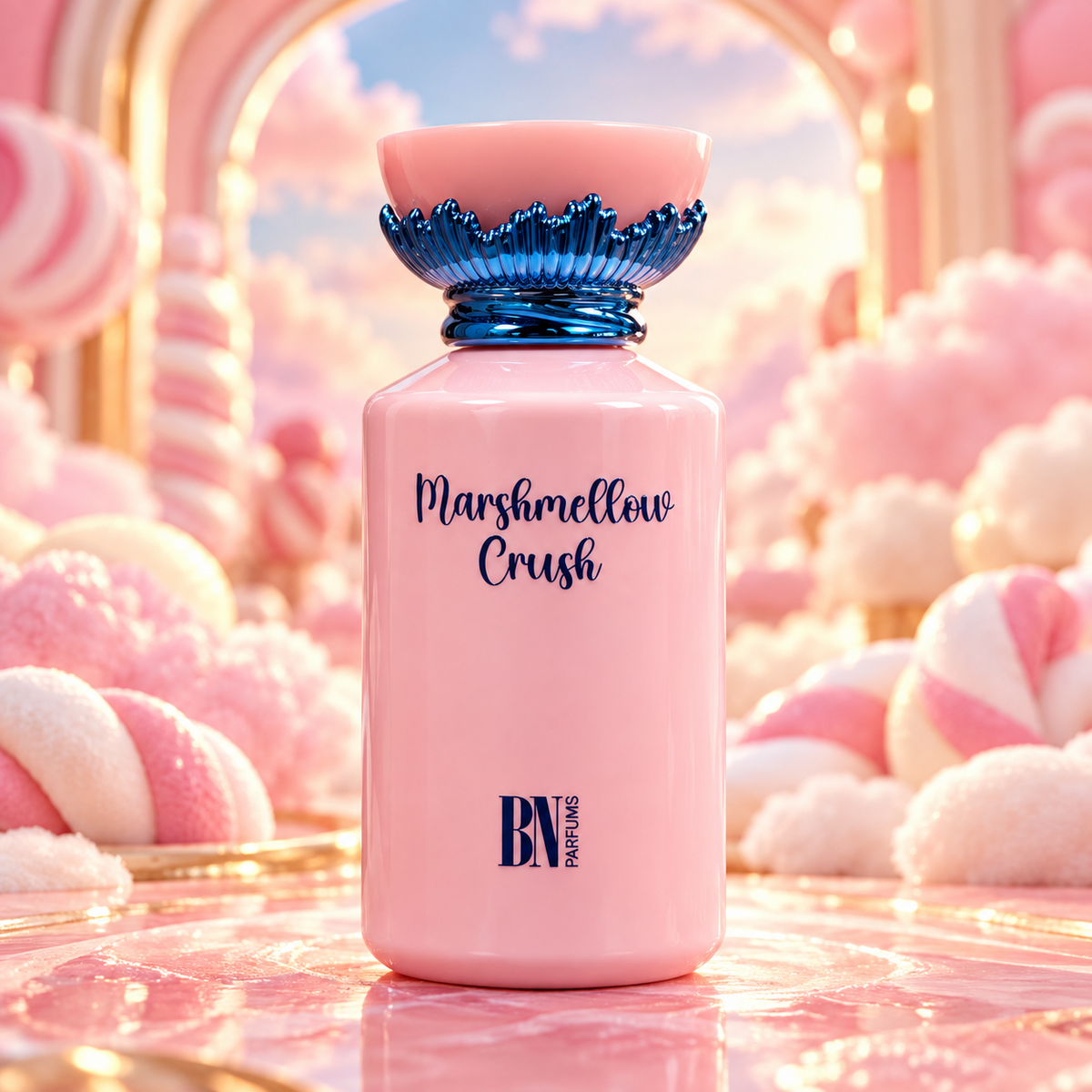 Marshmellow Crush bottle in an elegant setting