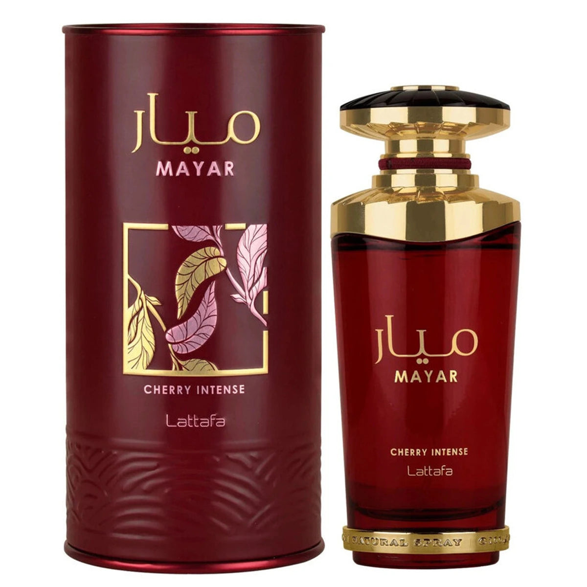 Mayar Cherry Intense 100ml by Lattafa bottle and box on white background