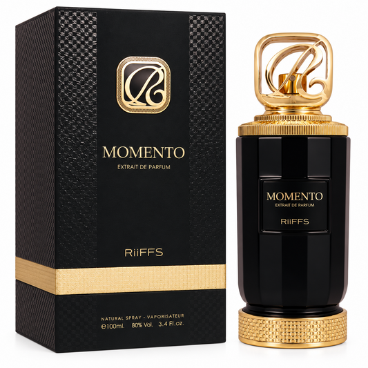 Momento bottle and box on a white background