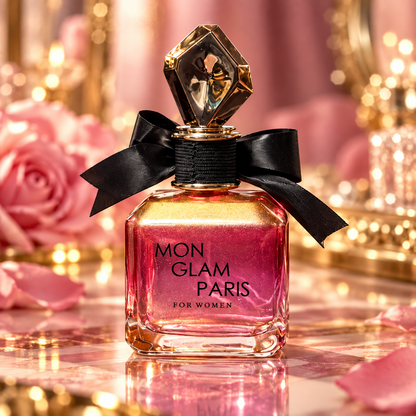 Mon Glam Paris bottle in an elegant setting