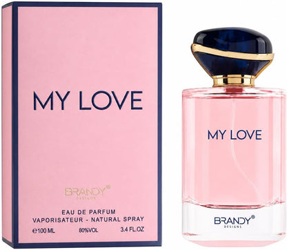 my love perfume bottle and box on white background