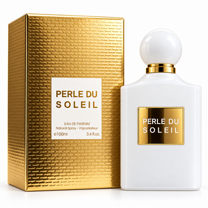 Perle du Soleil bottle and box on a white background