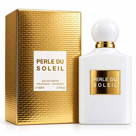 Perle du Soleil bottle and box on a white background
