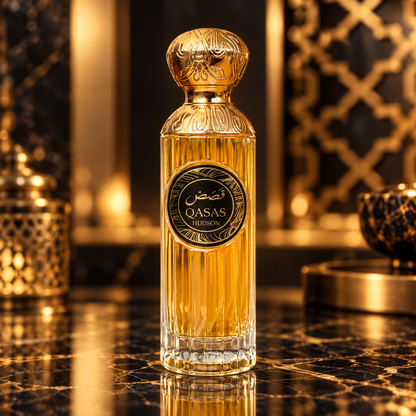 Qasas Hudson bottle in an elegant setting
