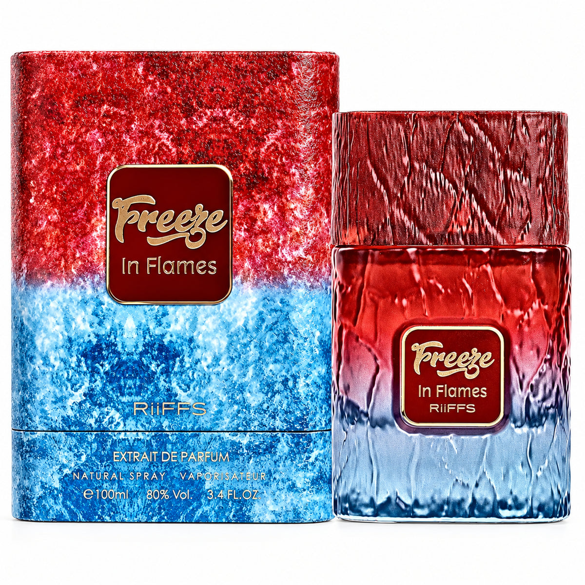 Riiffs Freeze in Flames Extrait de Parfum 100ml bottle and box on a white background