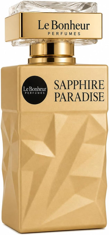 Sapphire Paradise perfume bottle on white background
